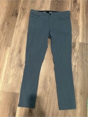 Mens blue-grey DKNY technical stretch pants 36 x 32